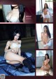 A collage of photos of a woman in lingerie and stockings.